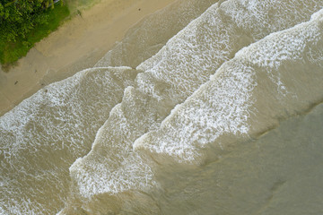 Beautiful Beach wave hit on seaside view from top