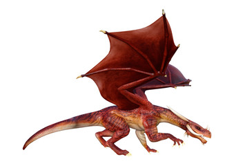Fototapeta premium 3D Rendering Fairy Tale Dragon on White