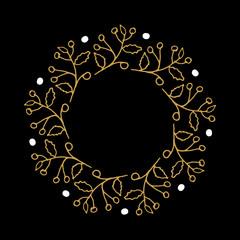Christmas wreath Round Frames set hand drawn doodles. Vector illustration