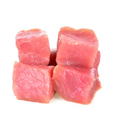 Raw pork meat on white background