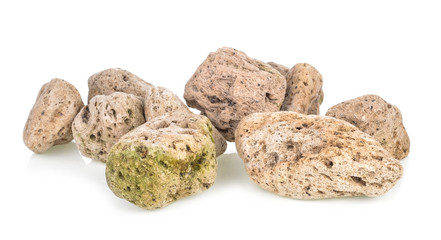 A natural piece of pumice stone isolated on white background.