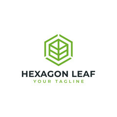 Hexagon Leaf, Eco, Garden, Botany, Nature Line Logo Design