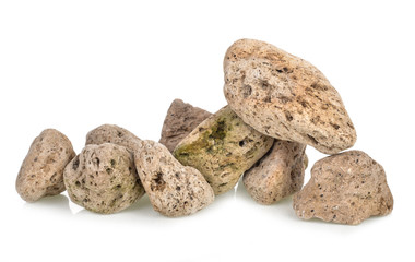 A natural piece of pumice stone isolated on white background.