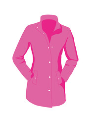 Coat women pink realistic vector illustration isolated