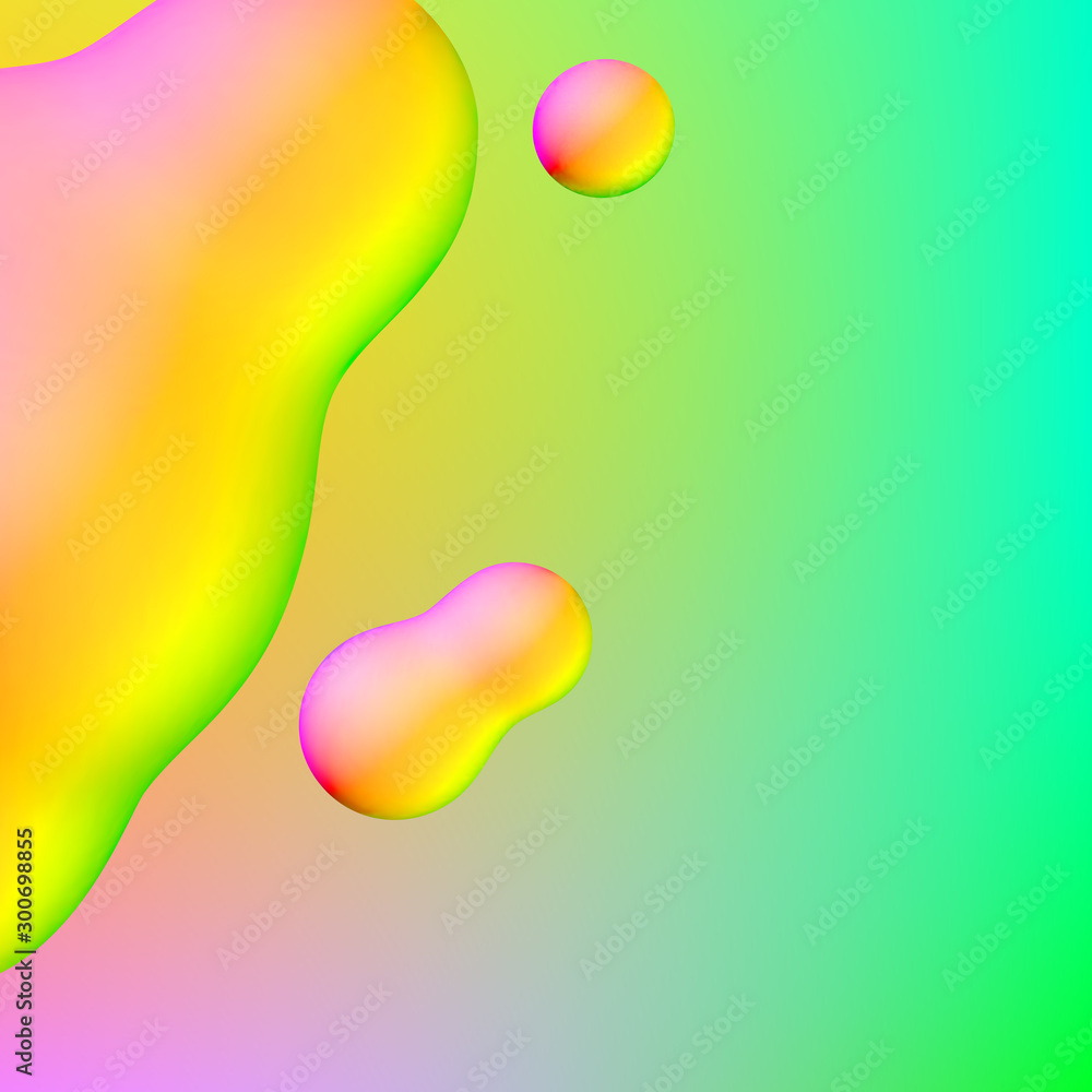 Poster fluid design liquid blobs with vibrant intense colors abstract background