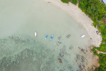 Fototapeta na wymiar Aerial drone image of Beautiful white sandy beach with turquoise sea water beach at Kudat, Sabah, Borneo