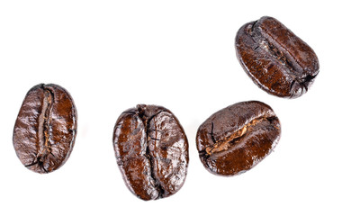  coffee beans isolated on white background