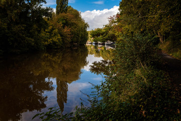 Fototapeta na wymiar River Medway near Maidstone in Kent, taken in Autumn 