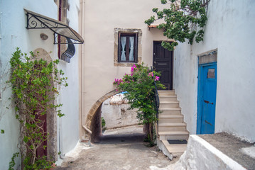 Fototapeta na wymiar Backyard in Crete. Travel, explorer, ancient rustic concepts.