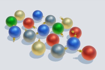 Christmas colored balls. 3d rendering