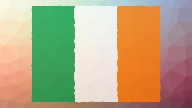 Ireland Flag ISO:IE dissolving strange tessellating looping pulsing triangles