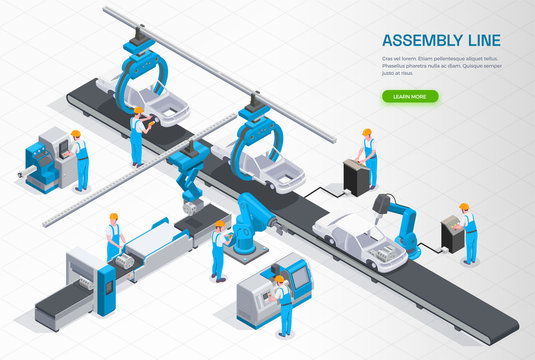 Industrial Manufacturing Isometric Composition 