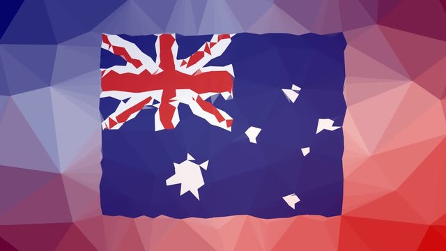 Australia Flag ISO:AU appearing techno tessellating looping moving polygons