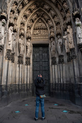  Tourist is take photo in Dome of Cologne, Germany