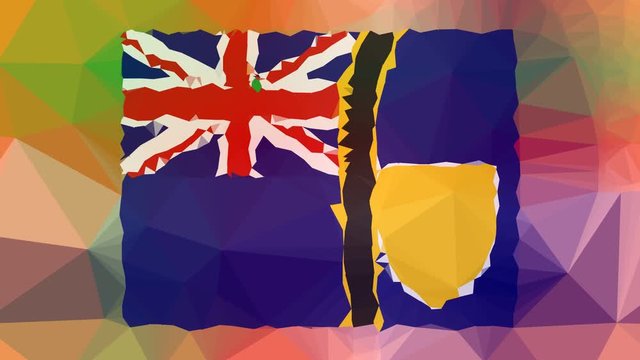 Turks and Caicos Islands Flag ISO:TC appearing strange tessellating looping moving polygons