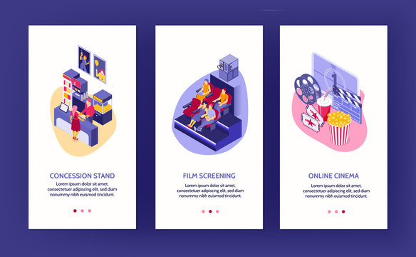 Isometric Cinema Banners Set