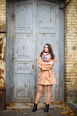 stylish woman in autumn park