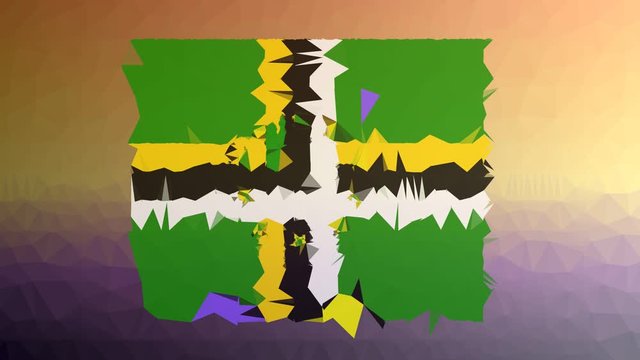 Dominica Flag ISO:DM fade technological tessellating looping animated triangles