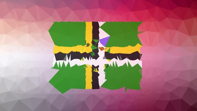 Dominica Flag ISO:DM dissolving modern tessellation looping pulsing triangles