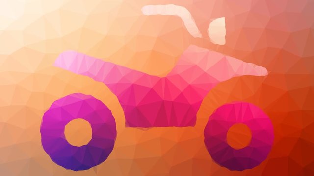 4 wheeler atv appearing technological tessellated looping moving polygons