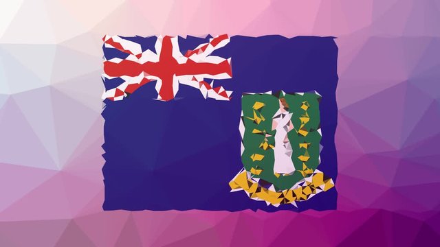British Virgin Islands Flag ISO:VG appearing strange tessellation looping moving polygons