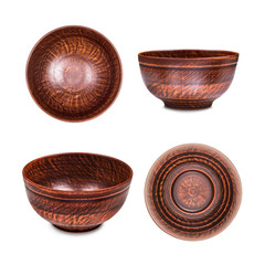 set of deep ceramic bowls on an isolated white background