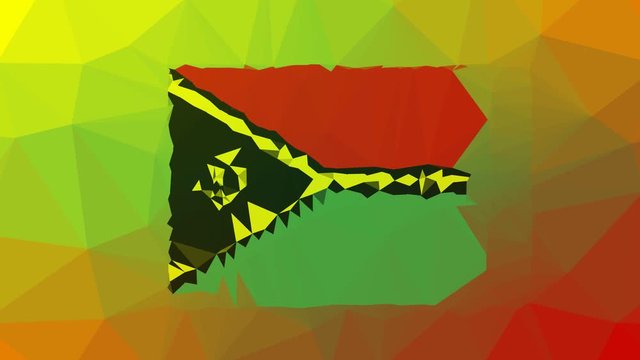 Vanuatu Flag ISO:VU appearing technological tessellating looping moving triangles