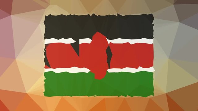 Kenya Flag ISO:KE dissolving weird tessellated looping pulsing triangles