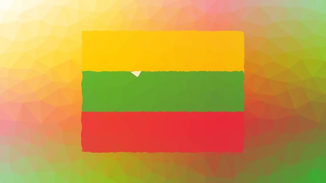 Myanmar Flag ISO:MM dissolving techno tessellated looping pulsing triangles