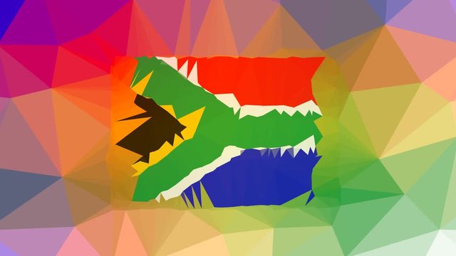South Africa Flag ISO:ZA fade techno tessellating looping moving triangles