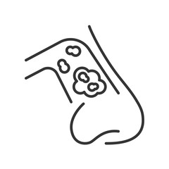 Nose cancer line black icon. Human organ concept. Malignant neoplasm. Respiratory diseases.