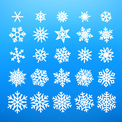 Fototapeta na wymiar Winter white snowflakes vector illustration