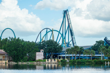 Partial view of roller coasters
