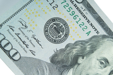 dollars, banknotes on white background. Top view. black friday, sale