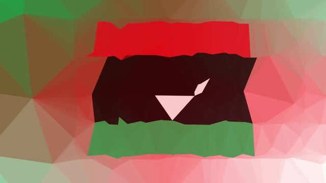 Libya Flag ISO:LY fade strange tessellated looping animated polygons