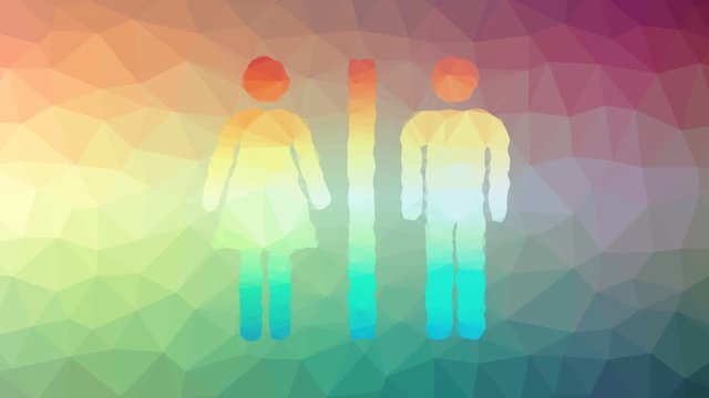 unisex restroom toilets appearing modern tessellation looping animated triangles