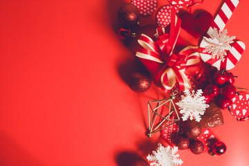 celebration happy new year and merry christmas season greeting holiday festival with red prop...