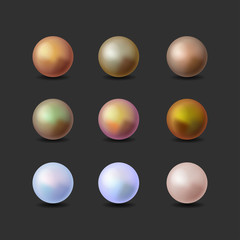 Set of multicolored pearls. Stock vector illustration.