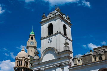 The Buenos Aires Cabildo and the Palace of the Buenos Aires City Legislature Clock Tower. Buenos Aires, Argentina