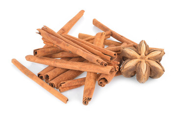Cinnamon sticks isolated on white background