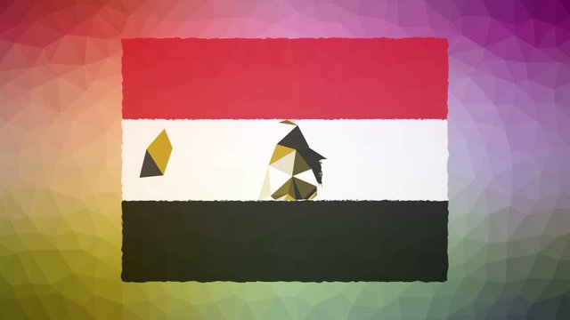 Egypt Flag ISO:EG dissolving weird tessellation looping animated triangles