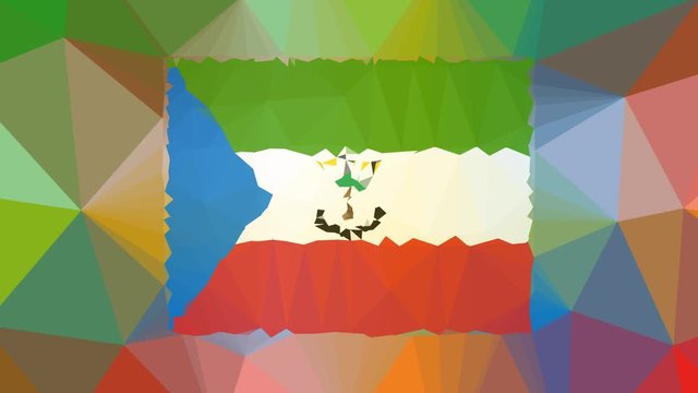 Equatorial Guinea Flag ISO:GQ dissolving techno tessellation looping moving polygons