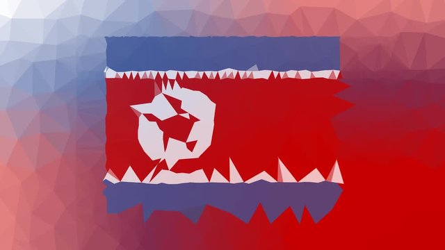 Democratic People's Republic of Korea Flag ISO:KP fade modern tessellating looping pulsing triangles