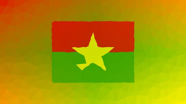Burkina Faso Flag ISO:BF fade technological tessellated looping animated polygons
