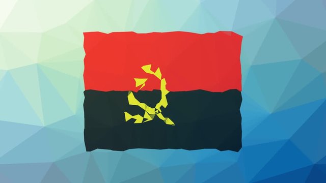 Angola Flag ISO:AO dissolving techno tessellating looping animated triangles