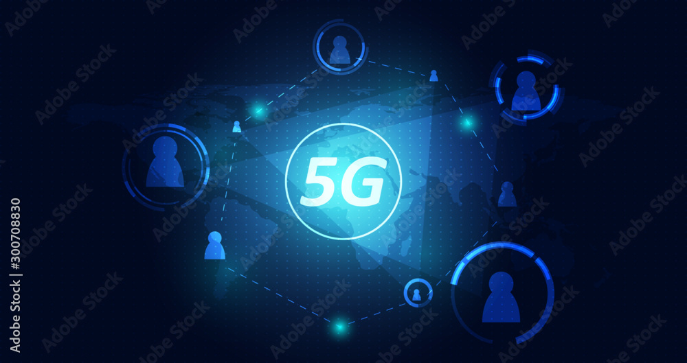 Aufkleber abstract 5g wireless internet wifi network technology concept map network digital internet wireless 