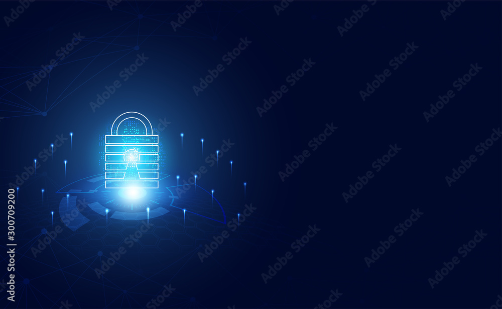 Poster abstract technology cyber security privacy information network concept padlock protection digital ne