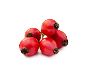 Ripe rose hip isolated on white background
