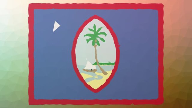 Guam Flag ISO:GU appearing interesting tessellating looping pulsing triangles