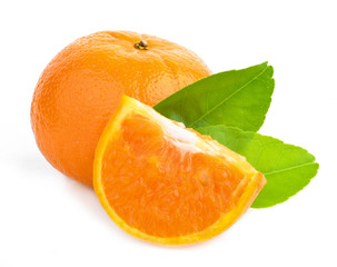 Fresh oranges, sliced on a white background